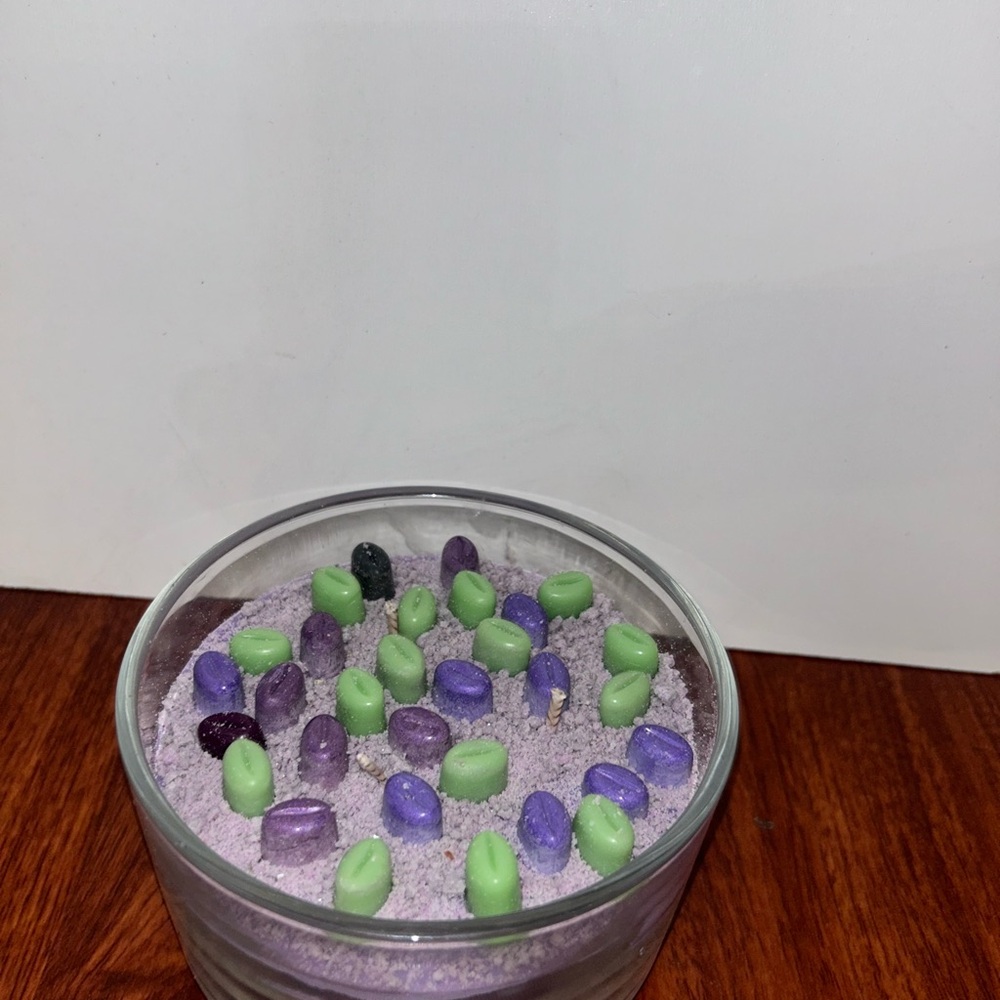 Purple & Green Decorative Gel Bead Candle